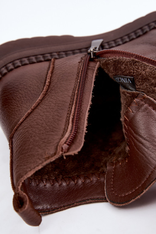 Warm women's ankle boots Vinceza 107249 brown