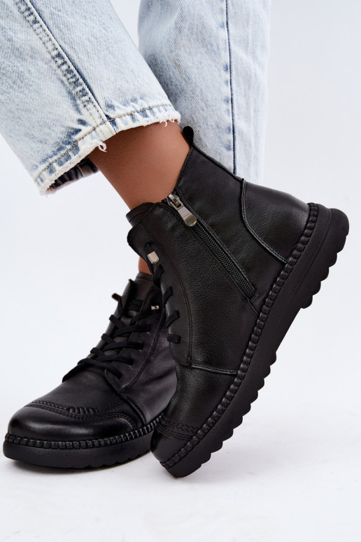 Warm women's ankle boots Vinceza 107249 black
