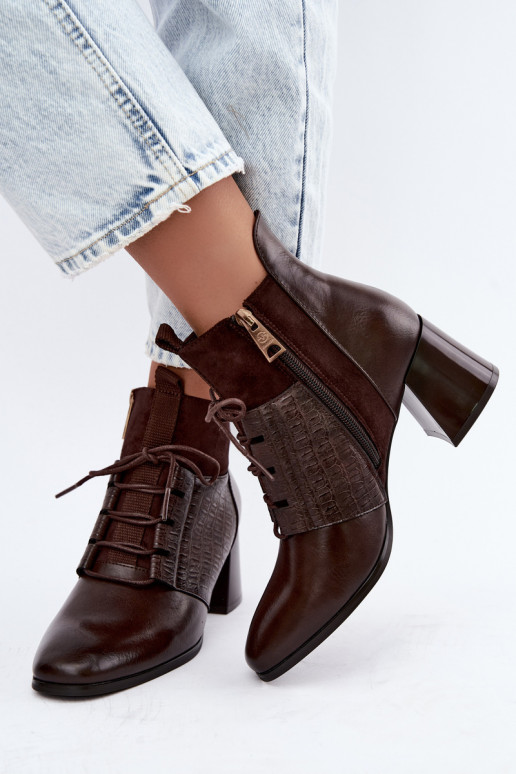Warm ankle boots with heels Vinceza 5867 chocolate