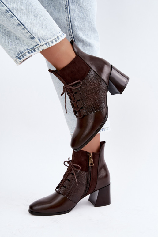 Warm ankle boots with heels Vinceza 5867 chocolate