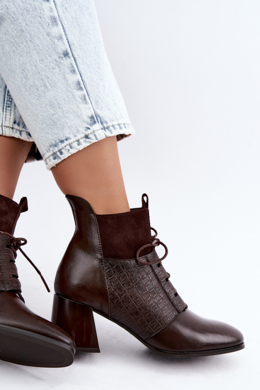 Warm ankle boots with heels Vinceza 5867 chocolate