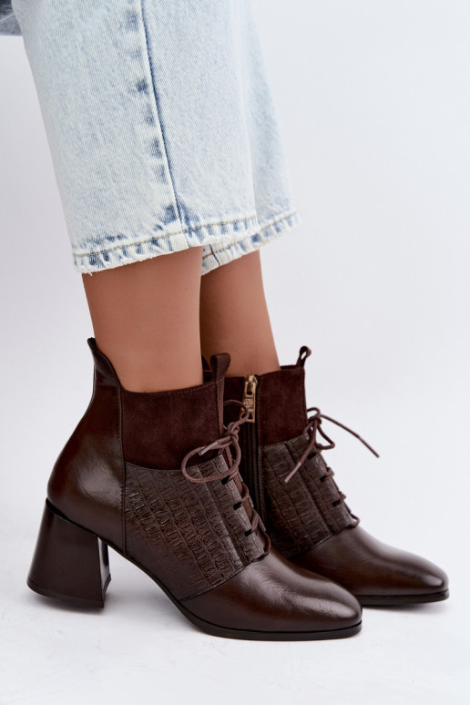 Warm ankle boots with heels Vinceza 5867 chocolate