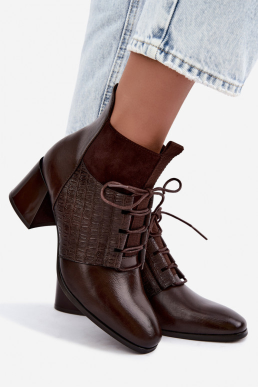 Warm ankle boots with heels Vinceza 5867 chocolate