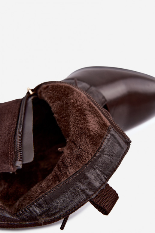 Warm ankle boots with heels Vinceza 5867 chocolate