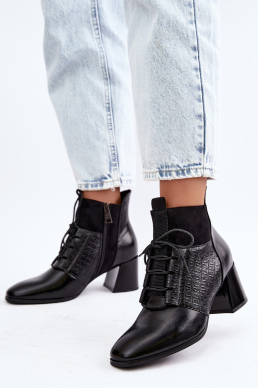 Warm ankle boots with heels Vinceza 5867 black