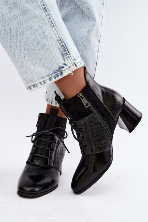 Warm ankle boots with heels Vinceza 5867 black
