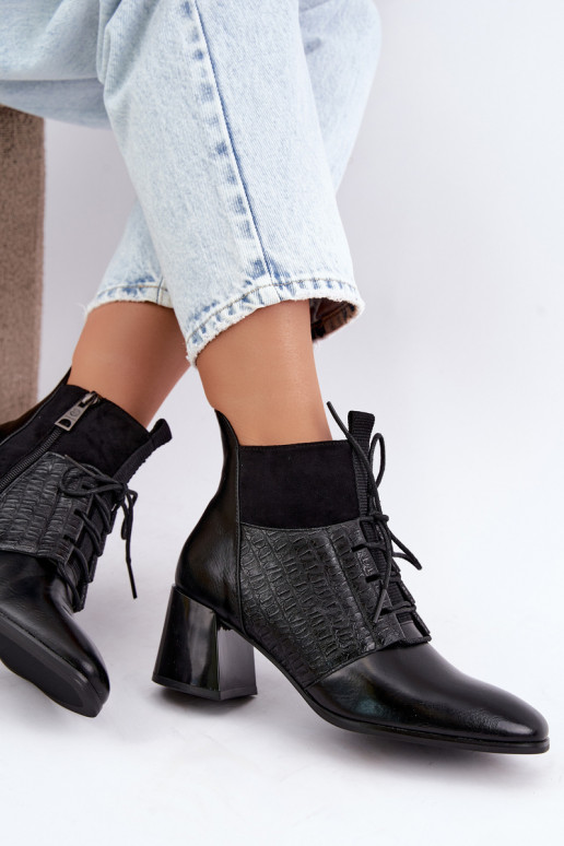 Warm ankle boots with heels Vinceza 5867 black
