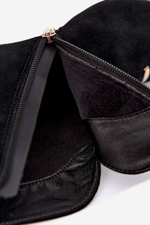 Leather suede women's insulated shoes with heels D&A CR62-3496 in black color