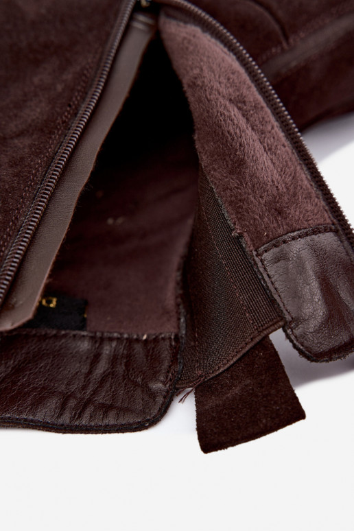 Ankle boots made of faux suede with platform insulated D&A CR62-3448 in chocolate color