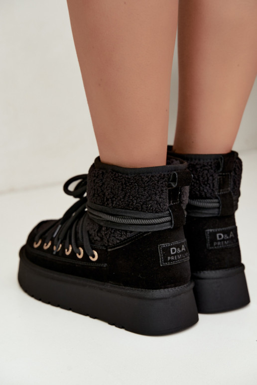 Faux suede snow boots with fur D&A GR62-6021 black