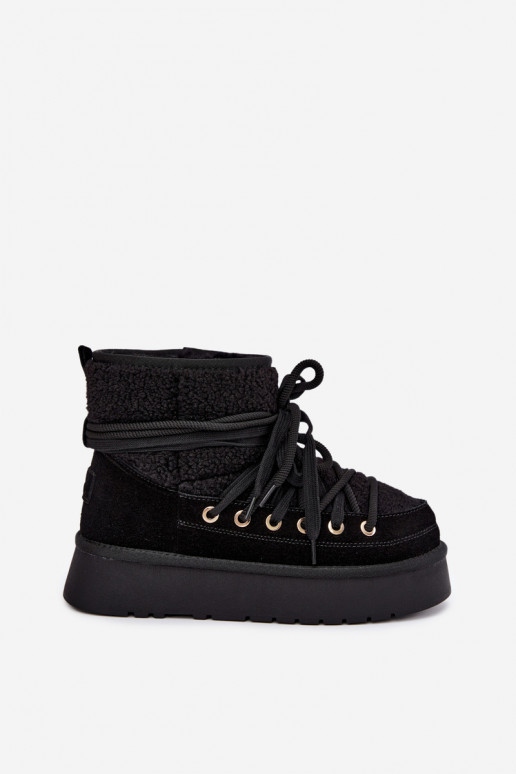 Faux suede snow boots with fur D&A GR62-6021 black
