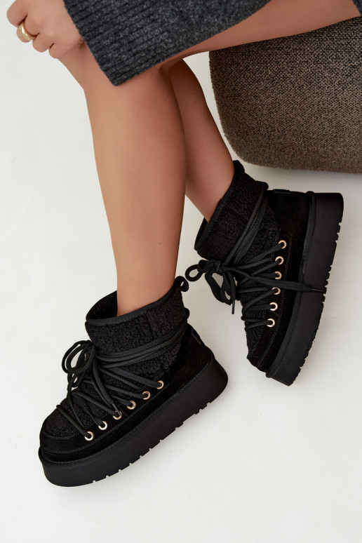 Faux suede snow boots with fur D&A GR62-6021 black