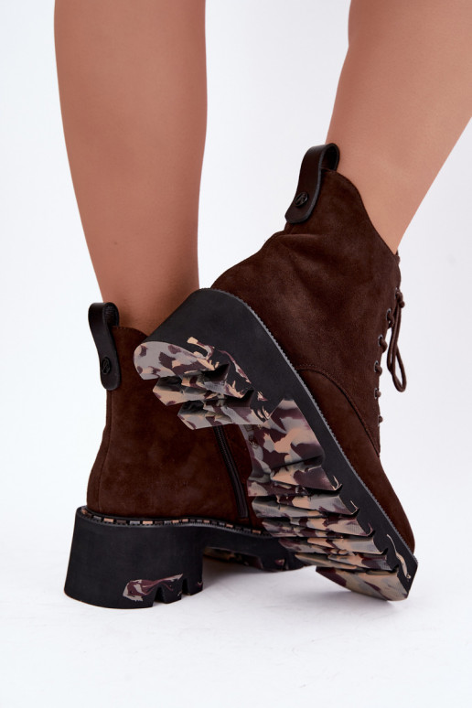 Insulated ankle boots made of faux suede Artiker 59C0247 chocolate