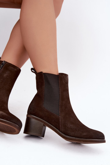 Stylish insulated ankle boots made of faux suede Klocke Vinceza 133105 chocolate