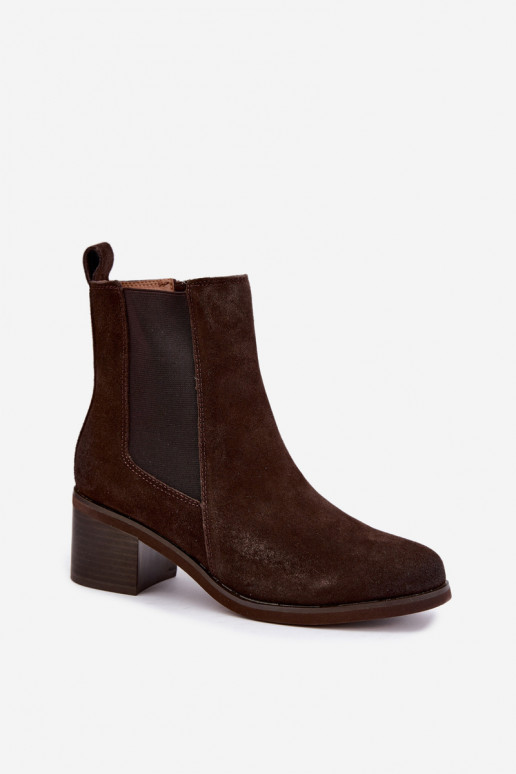 Stylish insulated ankle boots made of faux suede Klocke Vinceza 133105 chocolate