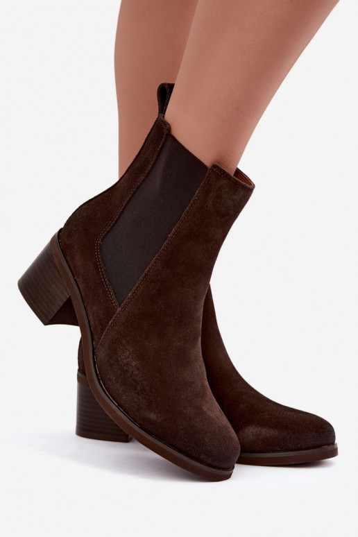 Stylish insulated ankle boots made of faux suede Klocke Vinceza 133105 chocolate
