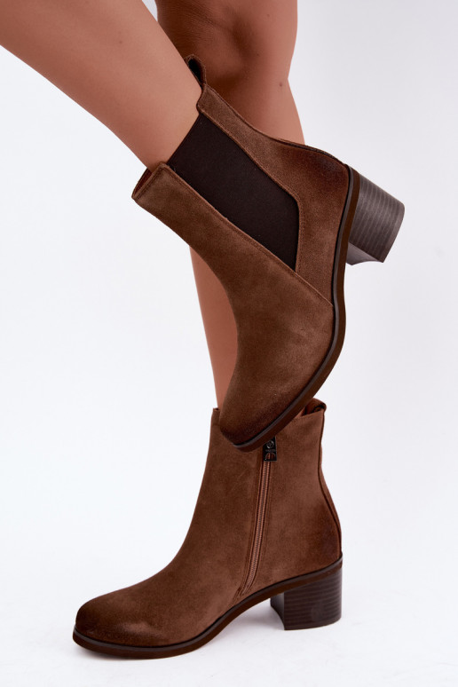 Stylish insulated ankle boots made of faux suede Klocke Vinceza 133105 brown