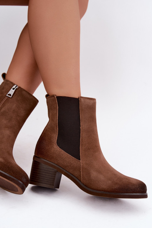 Stylish insulated ankle boots made of faux suede Klocke Vinceza 133105 brown