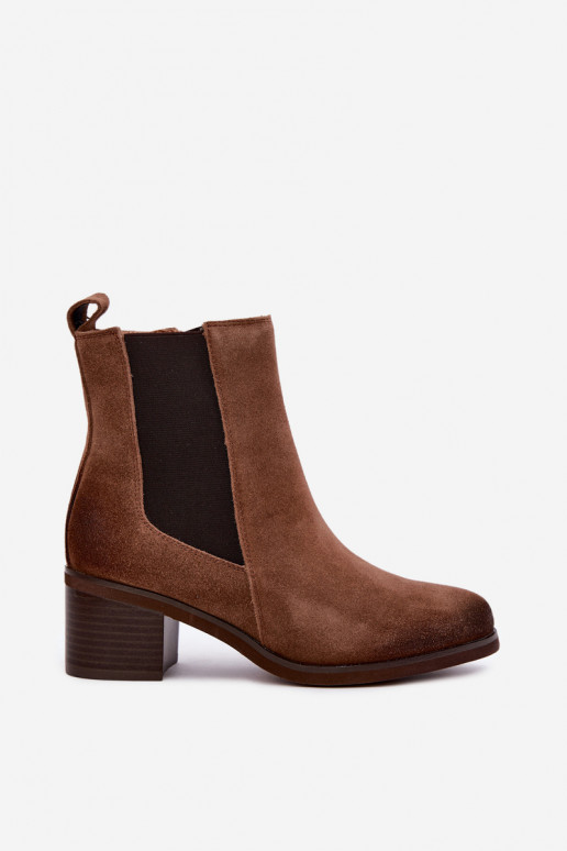 Stylish insulated ankle boots made of faux suede Klocke Vinceza 133105 brown