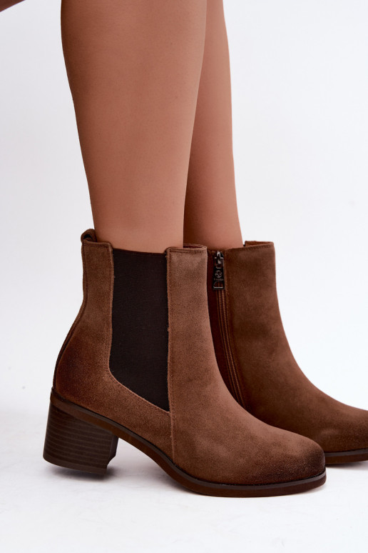 Stylish insulated ankle boots made of faux suede Klocke Vinceza 133105 brown