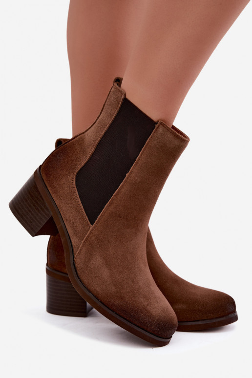 Stylish insulated ankle boots made of faux suede Klocke Vinceza 133105 brown
