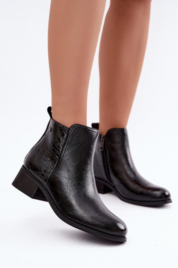 Faux leather insulated ankle boots with low heel Vinceza 133133 black 2