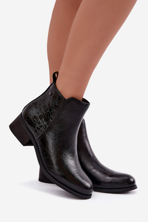Faux leather insulated ankle boots with low heel Vinceza 133133 black