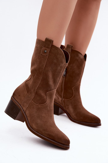 insulated cowboy-style ankle boots with heels Vinceza 133106 in brown