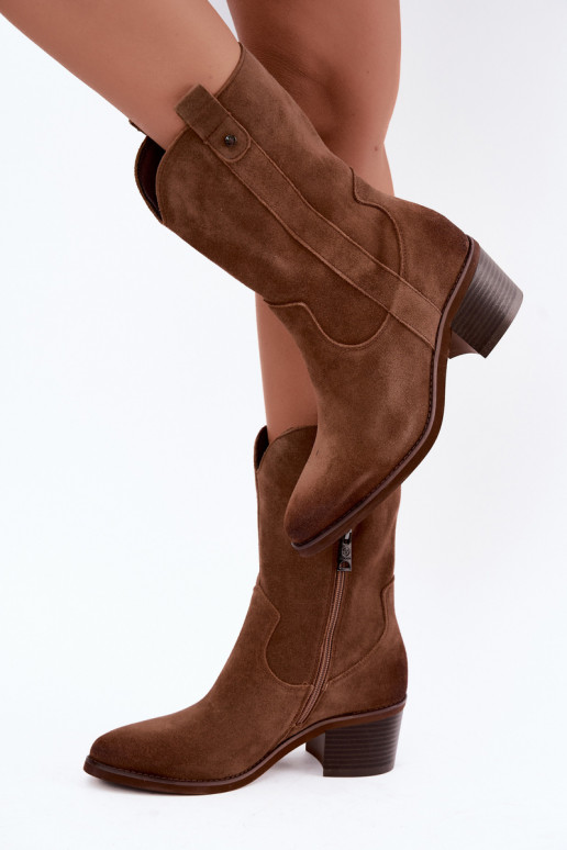 insulated cowboy-style ankle boots with heels Vinceza 133106 in brown