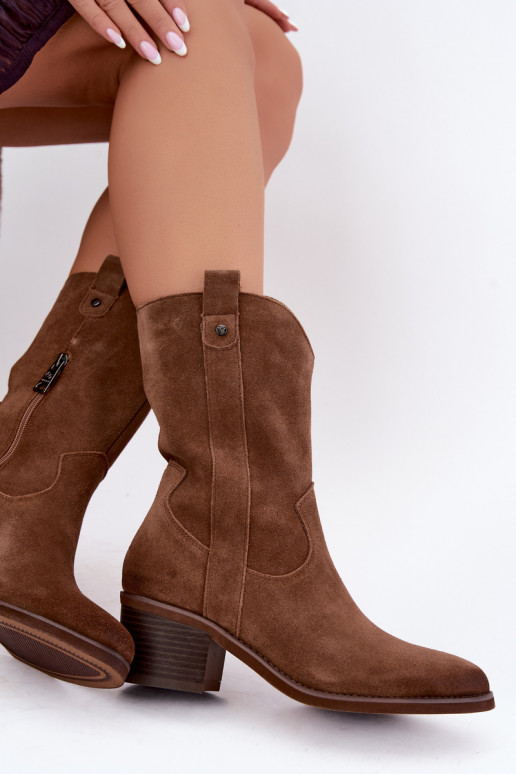 insulated cowboy-style ankle boots with heels Vinceza 133106 in brown