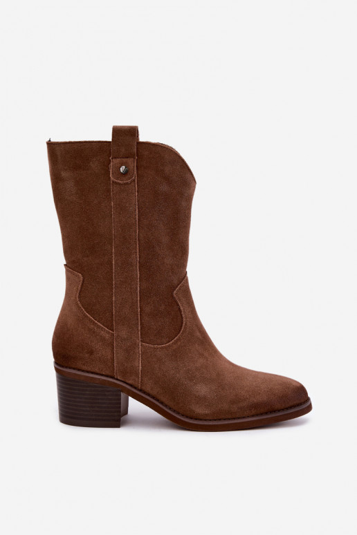 insulated cowboy-style ankle boots with heels Vinceza 133106 in brown