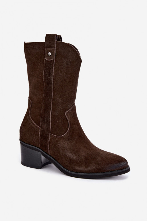 insulated cowboy-style ankle boots with heels Vinceza 133106 in chocolate