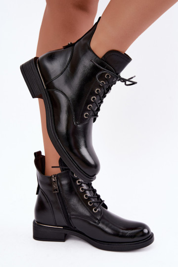 insulated ankle boots with wide heels Vinceza 58677 in black