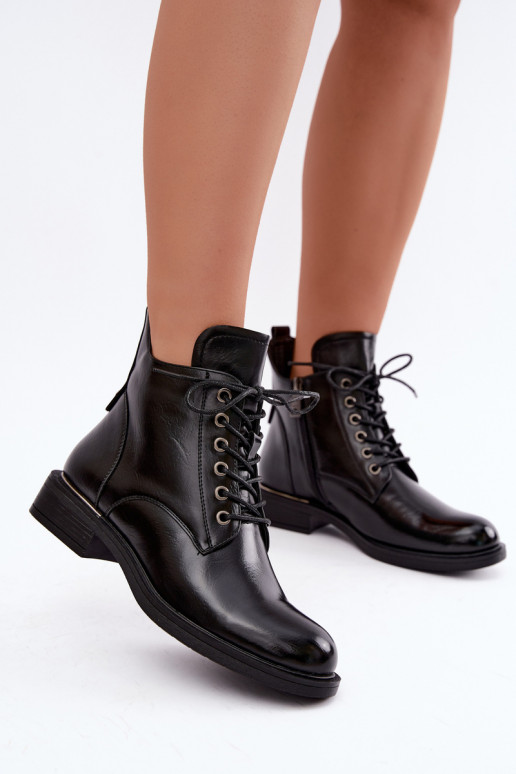 insulated ankle boots with wide heels Vinceza 58677 in black