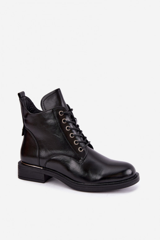 insulated ankle boots with wide heels Vinceza 58677 in black