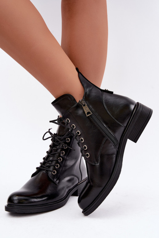 insulated ankle boots with wide heels Vinceza 58677 in black