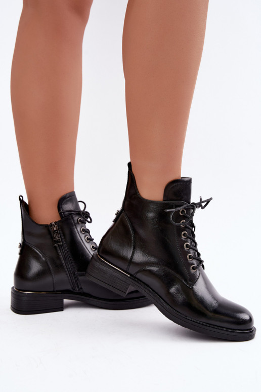 insulated ankle boots with wide heels Vinceza 58677 in black