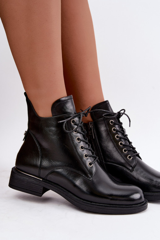 insulated ankle boots with wide heels Vinceza 58677 in black