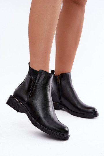 insulated women's ankle boots with wide heels Vinceza 58690 in black 2