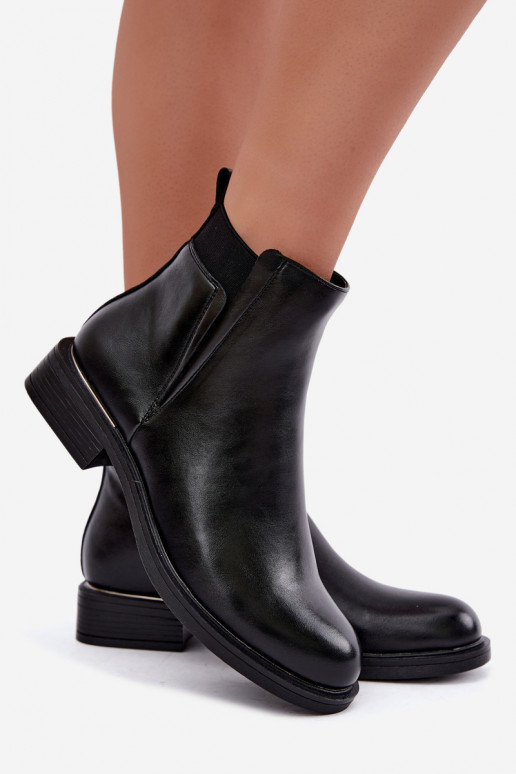 insulated women's ankle boots with wide heels Vinceza 58690 in black