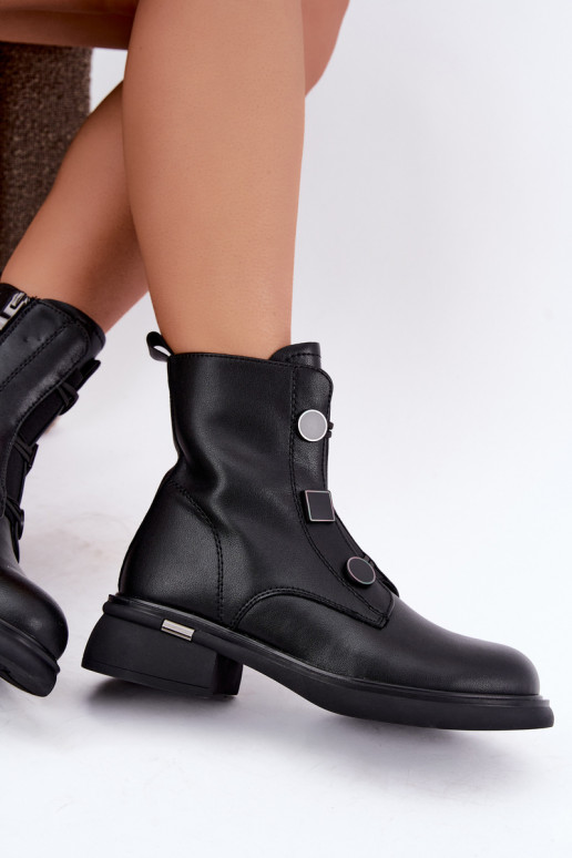 insulated ankle boots with geometric details D&A MK62-7030 in black
