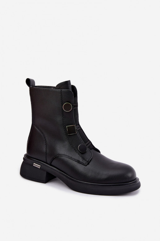 insulated ankle boots with geometric details D&A MK62-7030 in black