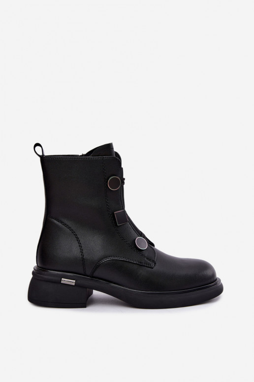 insulated ankle boots with geometric details D&A MK62-7030 in black