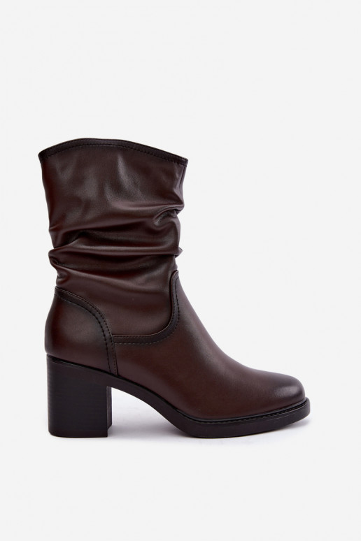 insulated ankle boots with ruffles and heels Sergio Leone BT-60 in chocolate