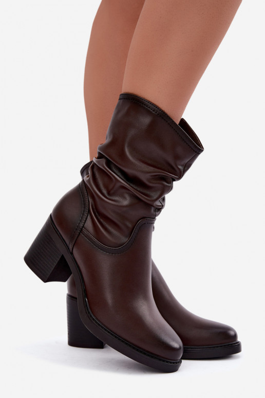 insulated ankle boots with ruffles and heels Sergio Leone BT-60 in chocolate