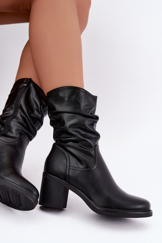 insulated ankle boots with ruffles and heels Sergio Leone BT-60 in black