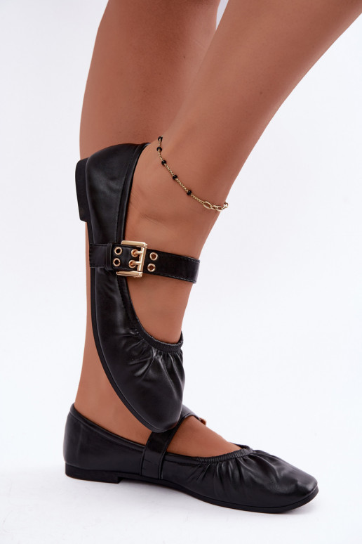 ballet flats with ruffles and straps in black Irelissa