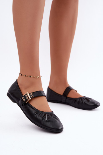ballet flats with ruffles and straps in black Irelissa 2