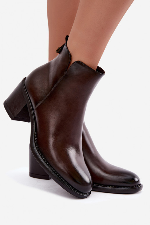Insulated ankle boots with heels in dark brown Vinceza 58650