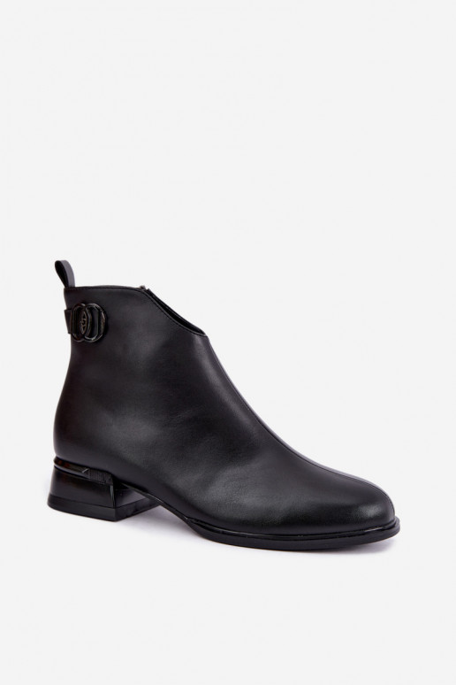 Insulated ankle boots with decorative straps in black Vinceza 58692